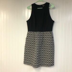 Lucky Brand Black and White Sheath Sleeveless Dress Geometric Size 10
